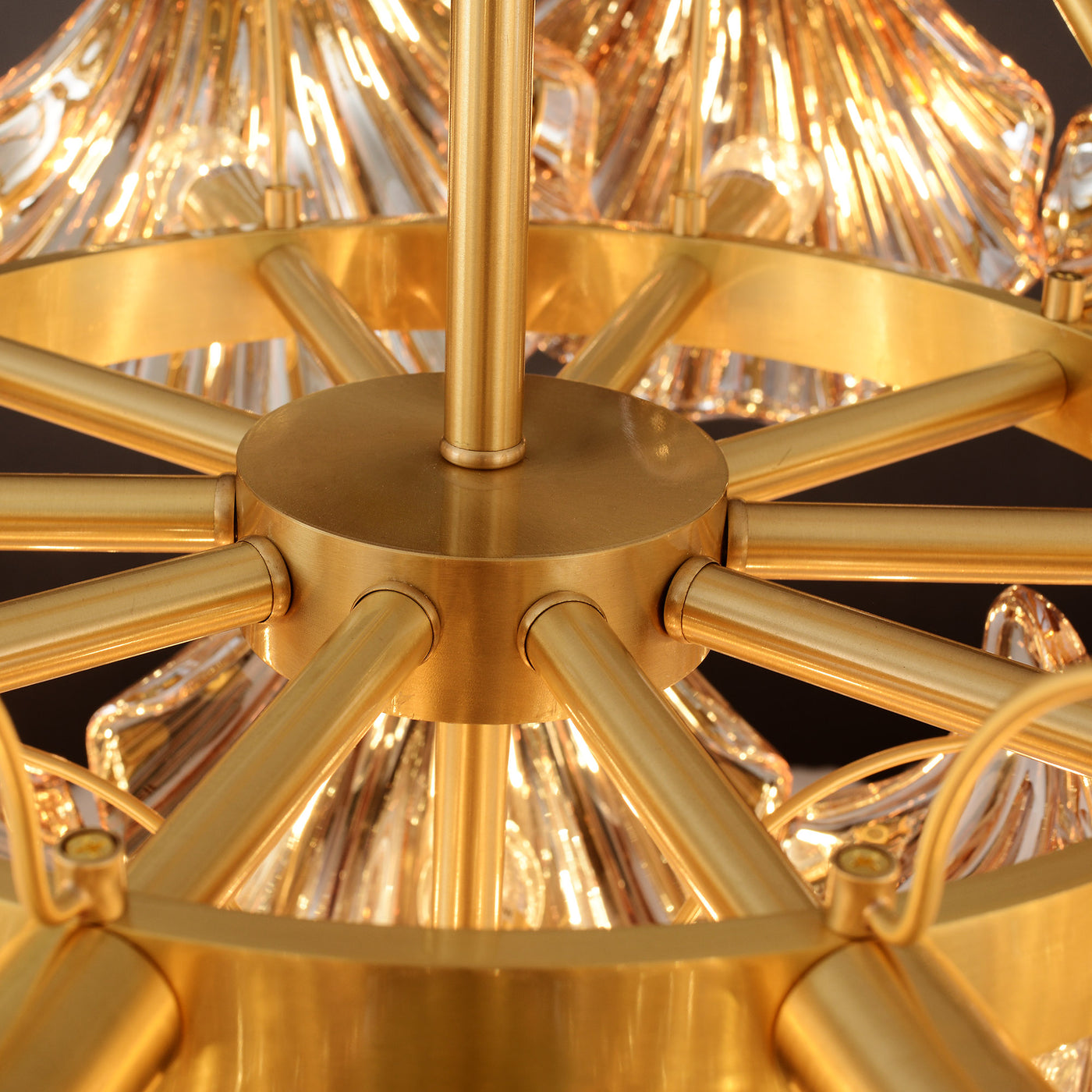 Amber Shell Two-layer Round Chandelier D24"