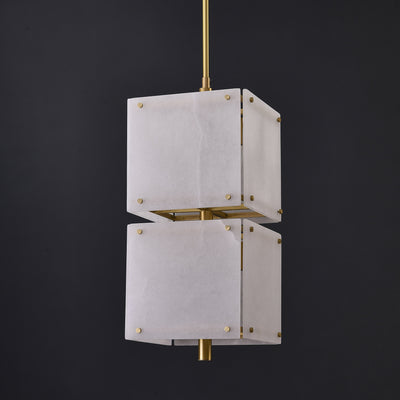 Square marble double head chandelier