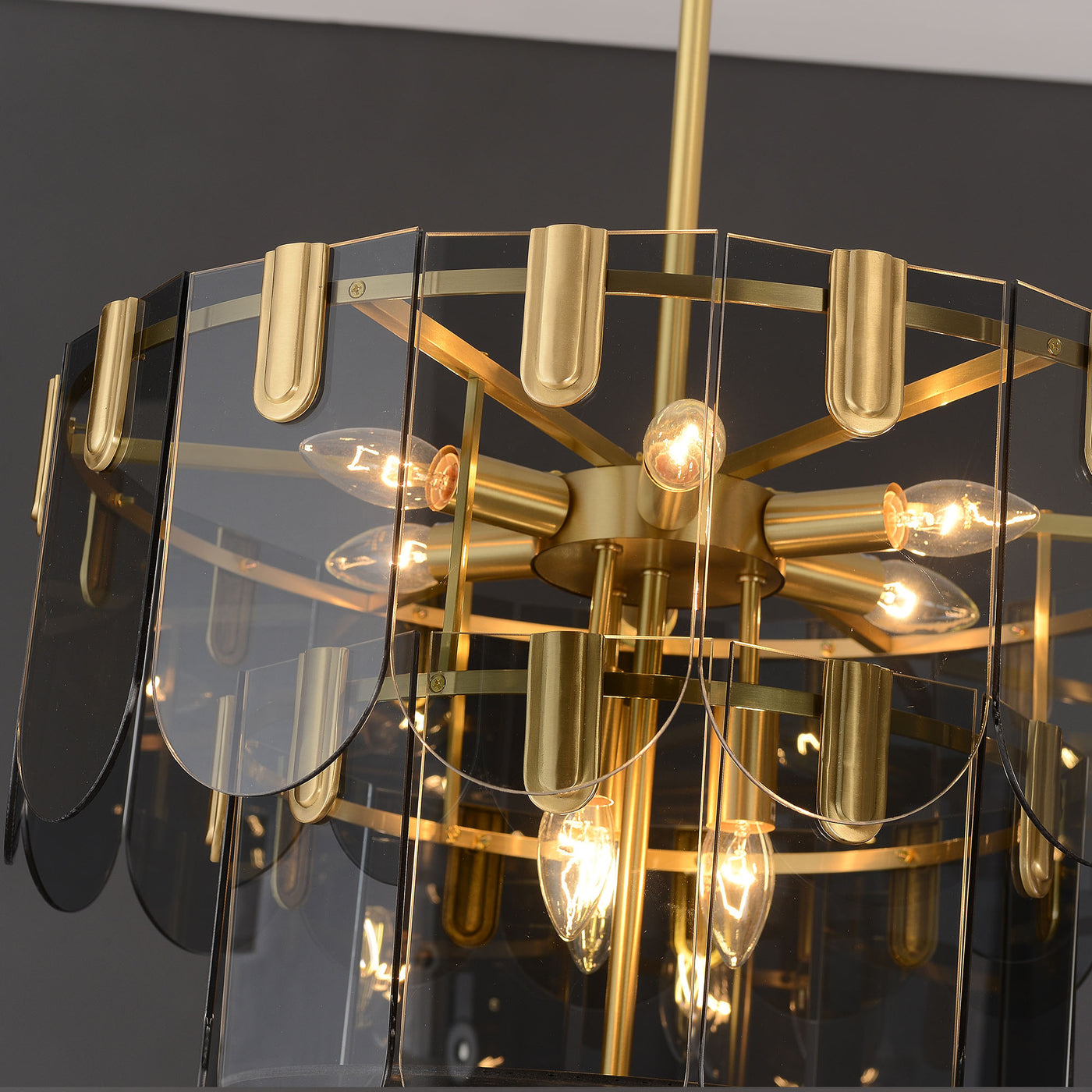 Black Brass Glass Chandelier