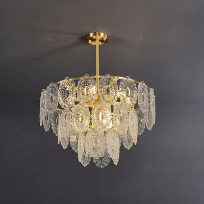 Clear Glass Rod Brass Chandelier