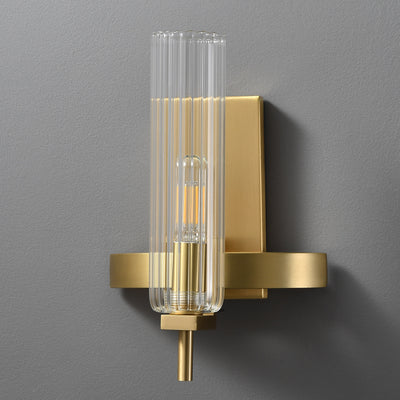 Modern Geometrical Clear Glass Brass Wall Sconce