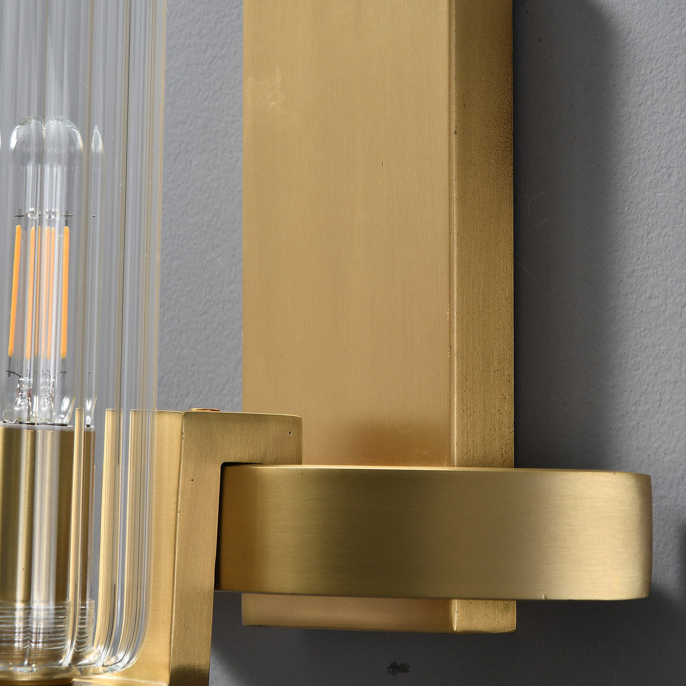 Modern Geometrical Clear Glass Brass Wall Sconce