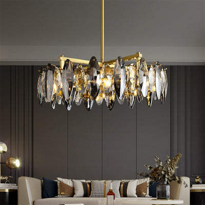 Industrial style crystal round chandelier