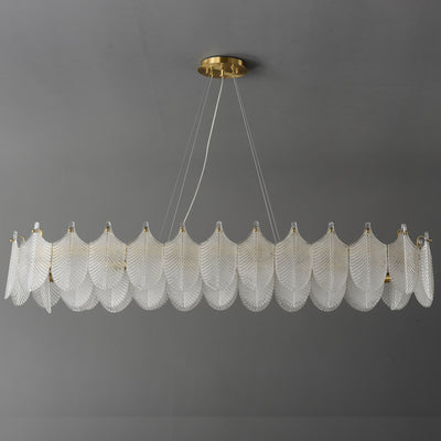 White Leaf rectangular chandelier