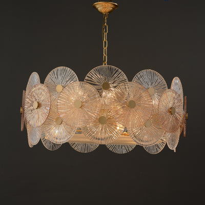 Round Transparent Wheel Brass Chandelier