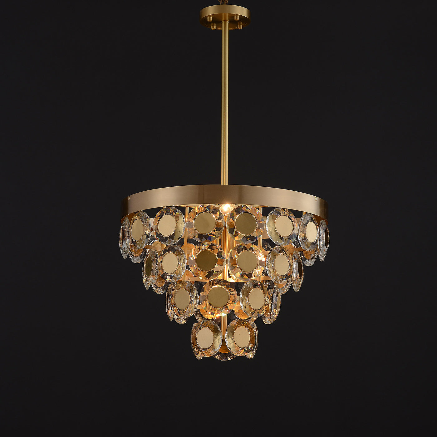 Conical Gold Coin Crystal Chandelier
