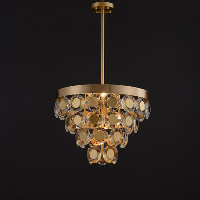 Conical Gold Coin Crystal Chandelier