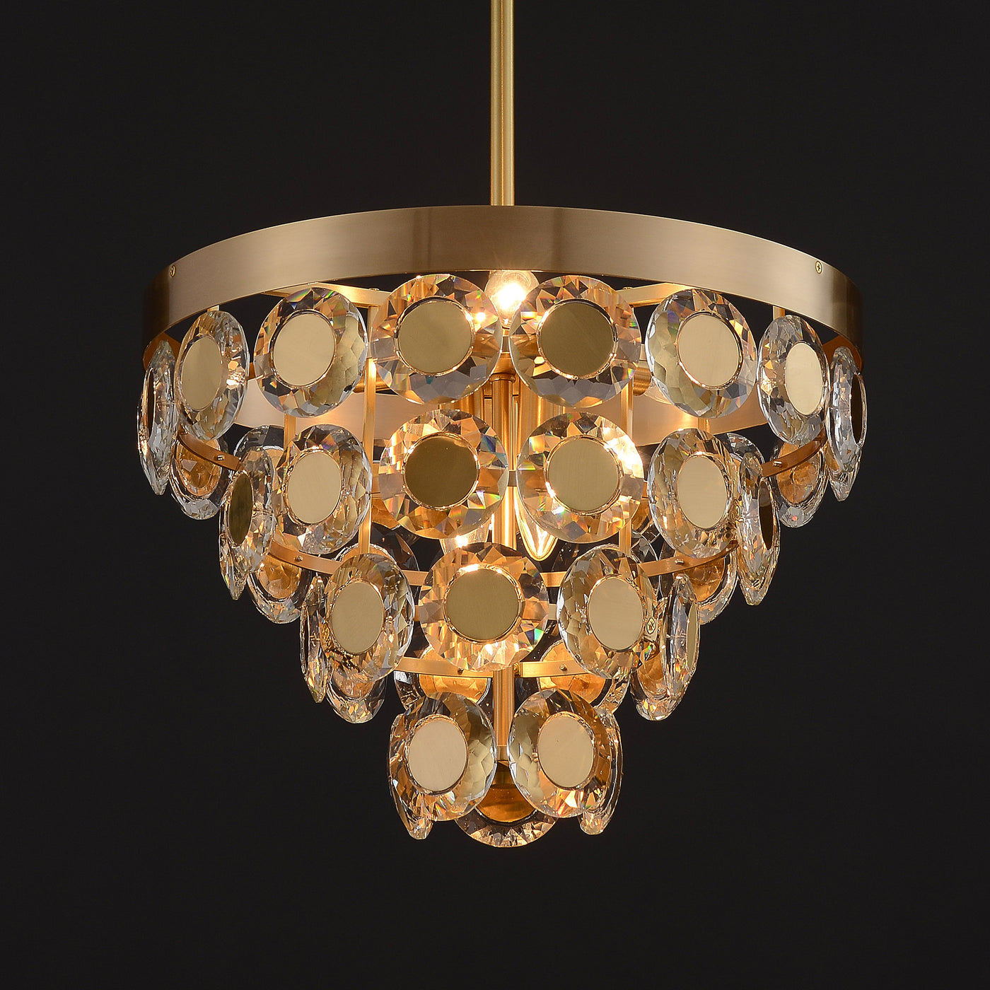 Conical Gold Coin Crystal Chandelier