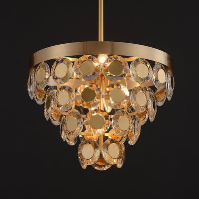 Conical Gold Coin Crystal Chandelier