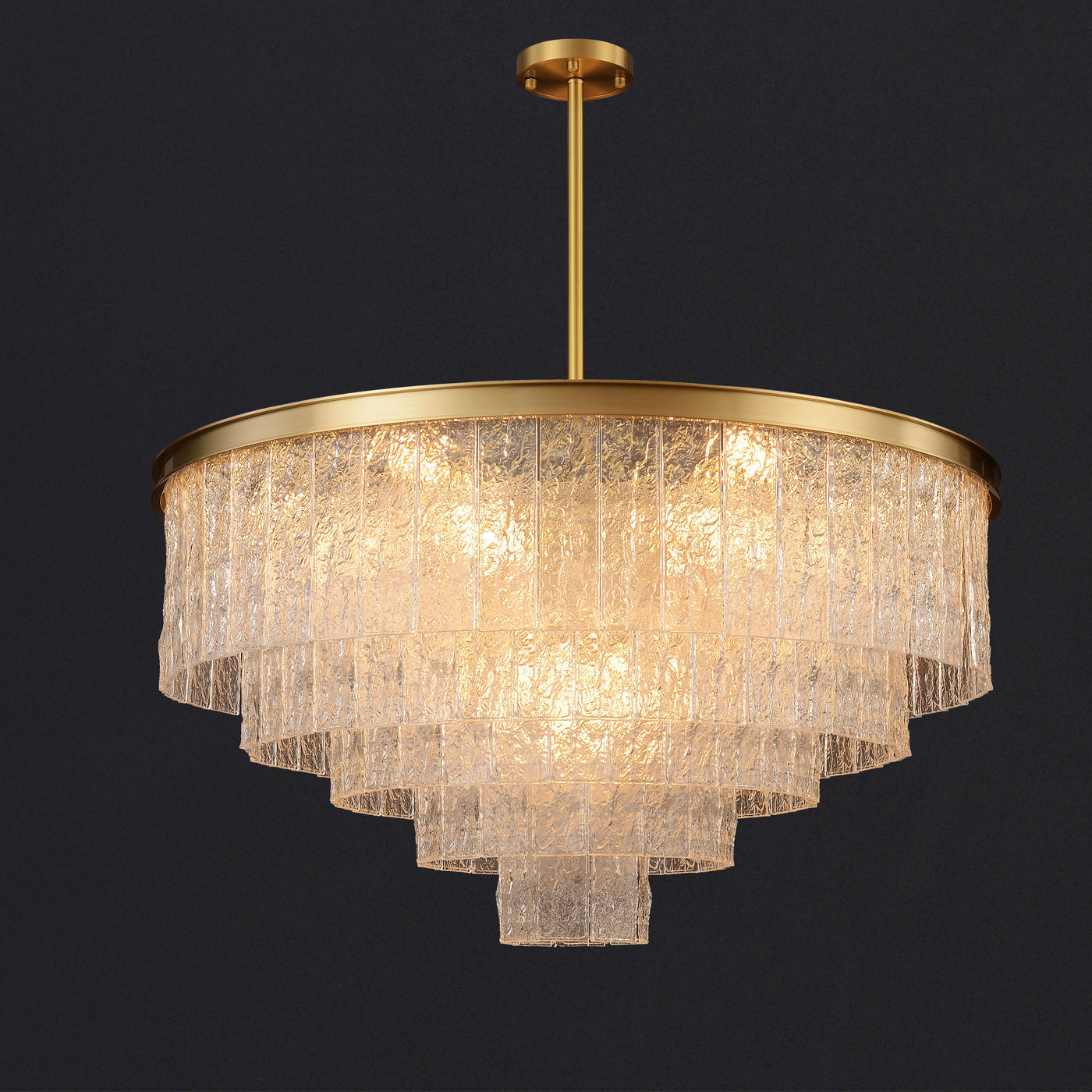 Round Golden Lamp Body Four-layer Modern Chandelier D32"