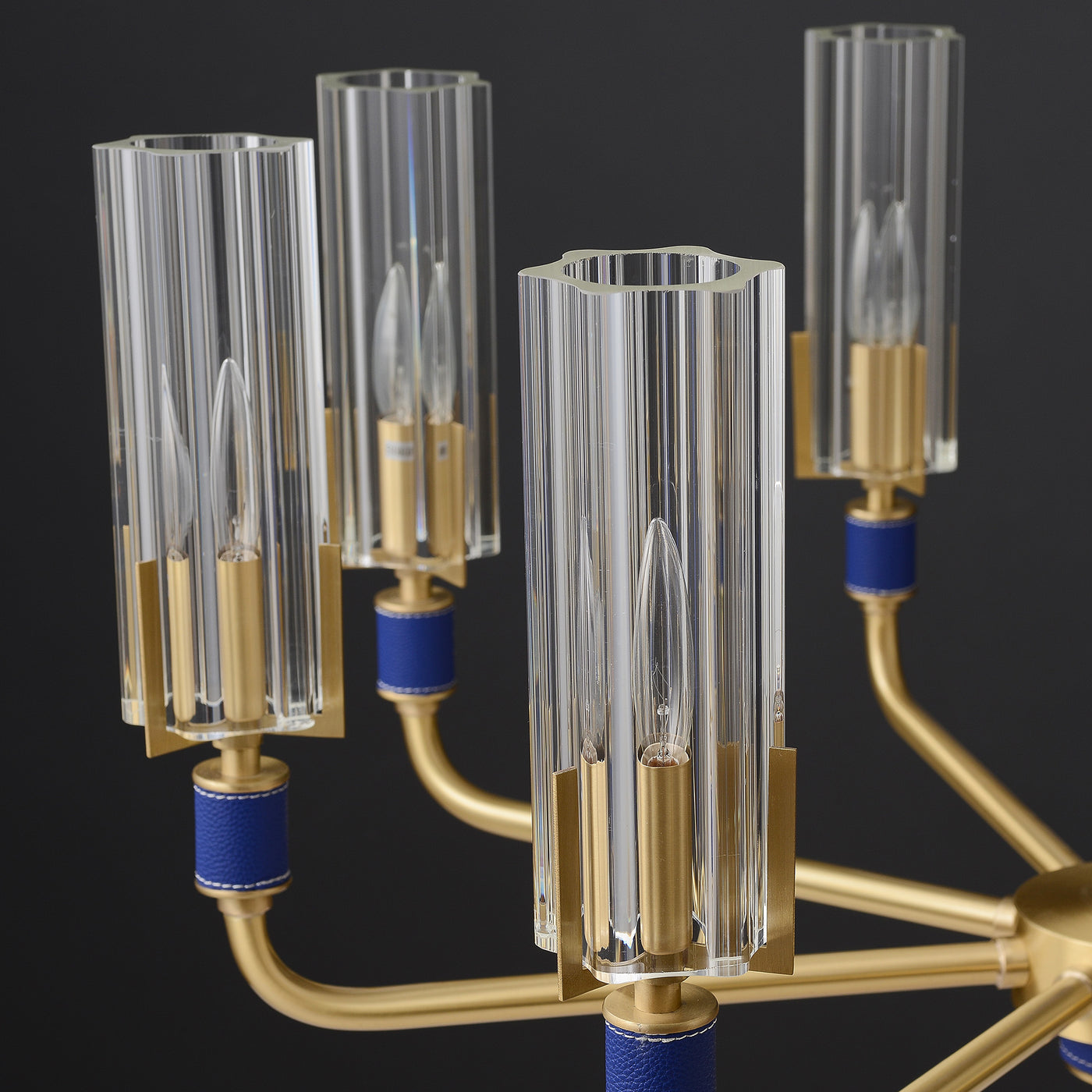 8 Lights Blue leather chandelier