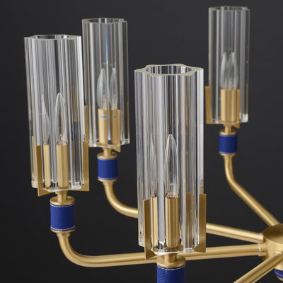 8 Lights Blue leather chandelier