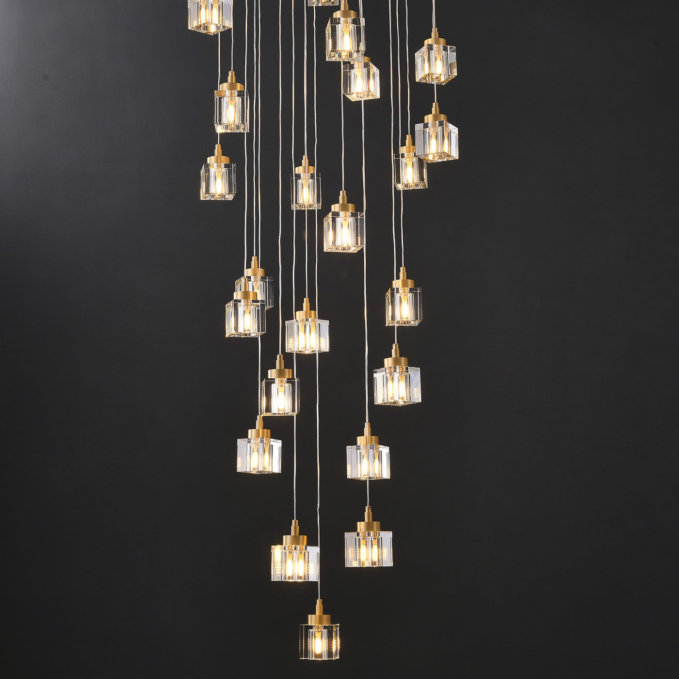 23 Lights Cube Crystal Chandelier