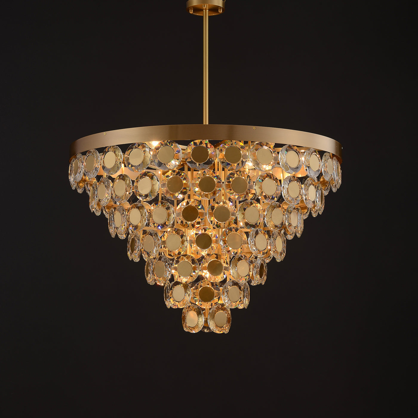 Conical Gold Coin Crystal Chandelier