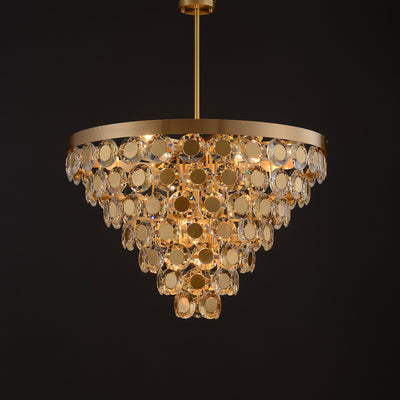 Conical Gold Coin Crystal Chandelier