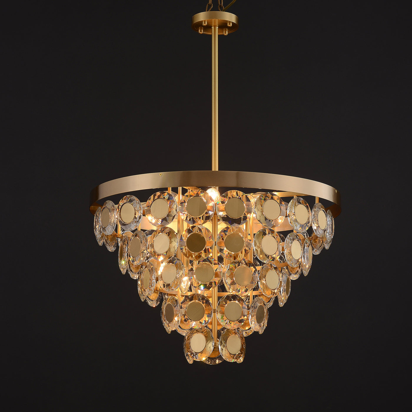 Conical Gold Coin Crystal Chandelier