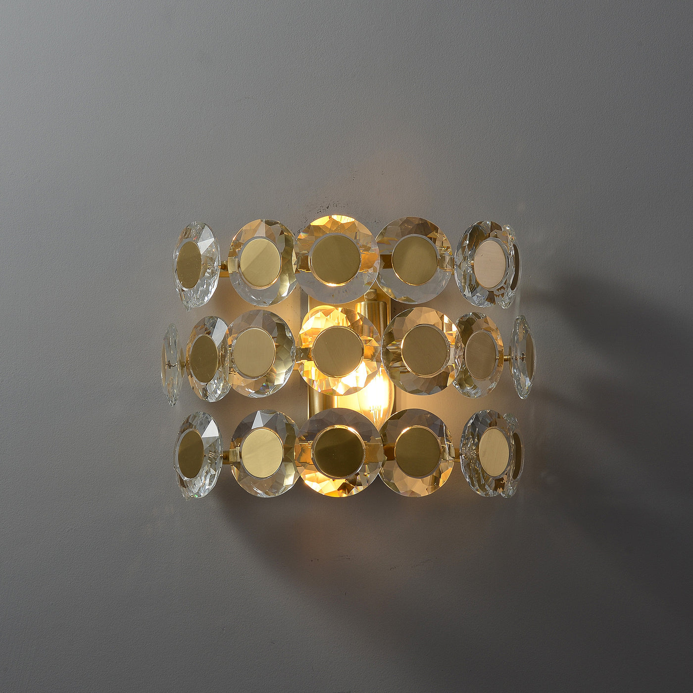 Coin Brass Crystal Wall Sconce