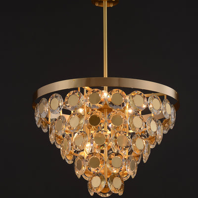 Conical Gold Coin Crystal Chandelier