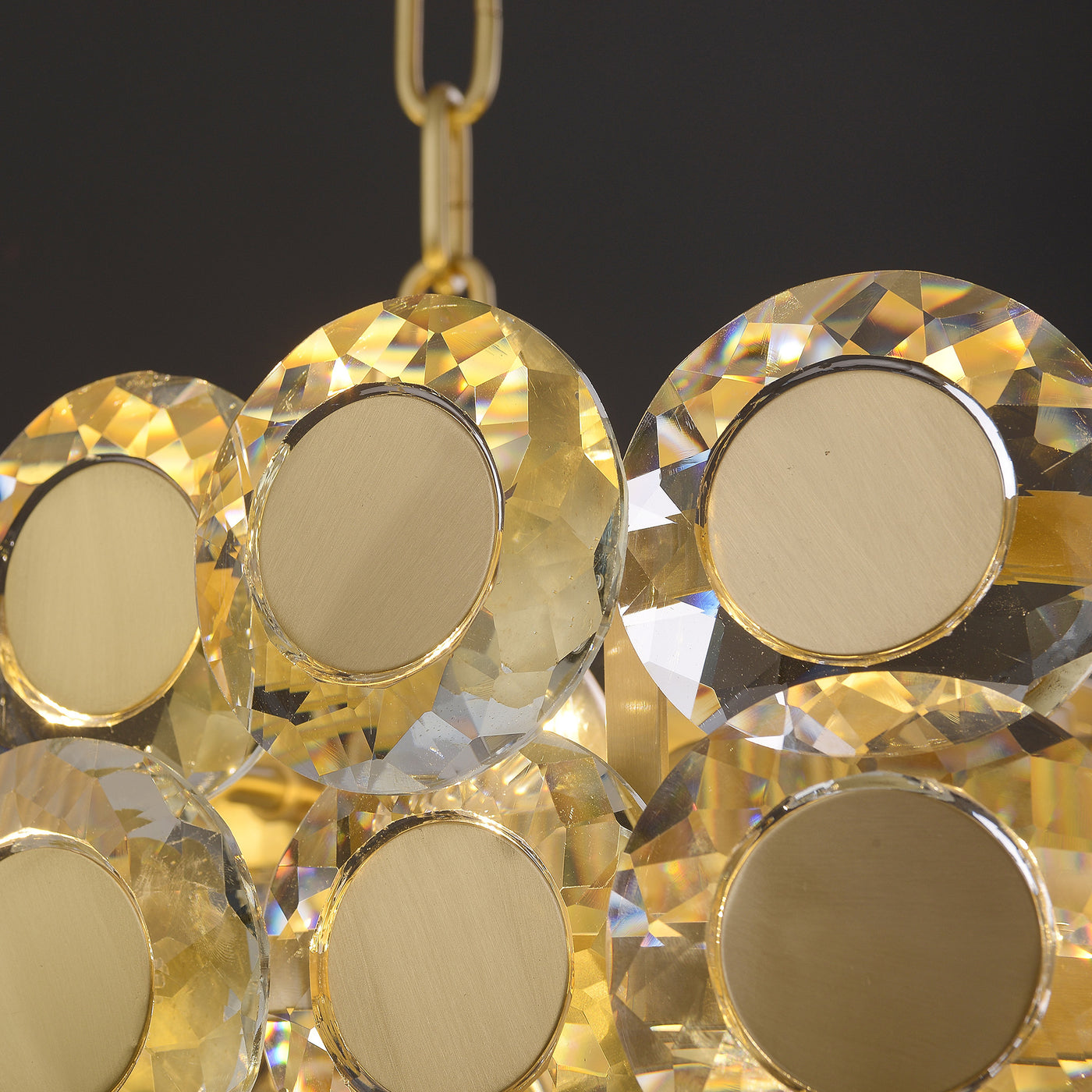 Rectangular Coin Brass Luxury Crystal Chandelier