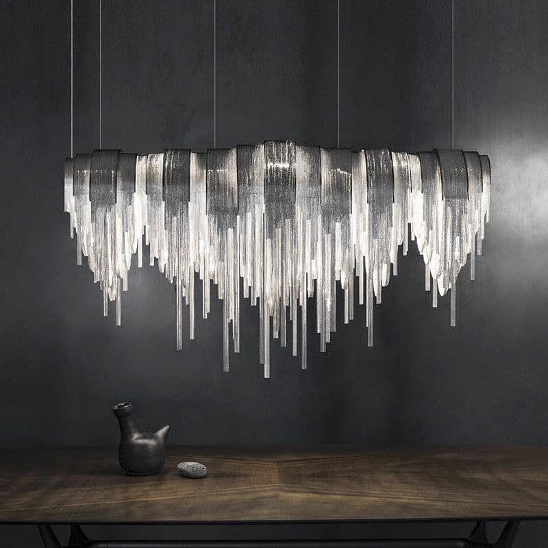 Hand-Woven Aluminum Chain Tassel Chandelier