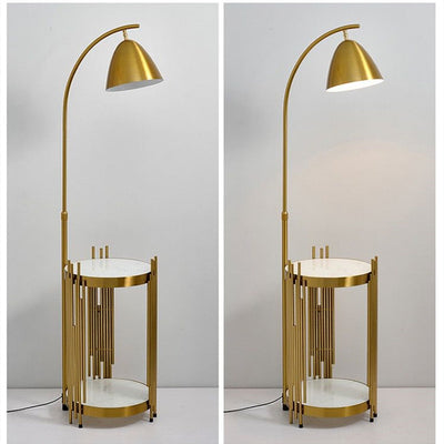 Golden tray floor lamp
