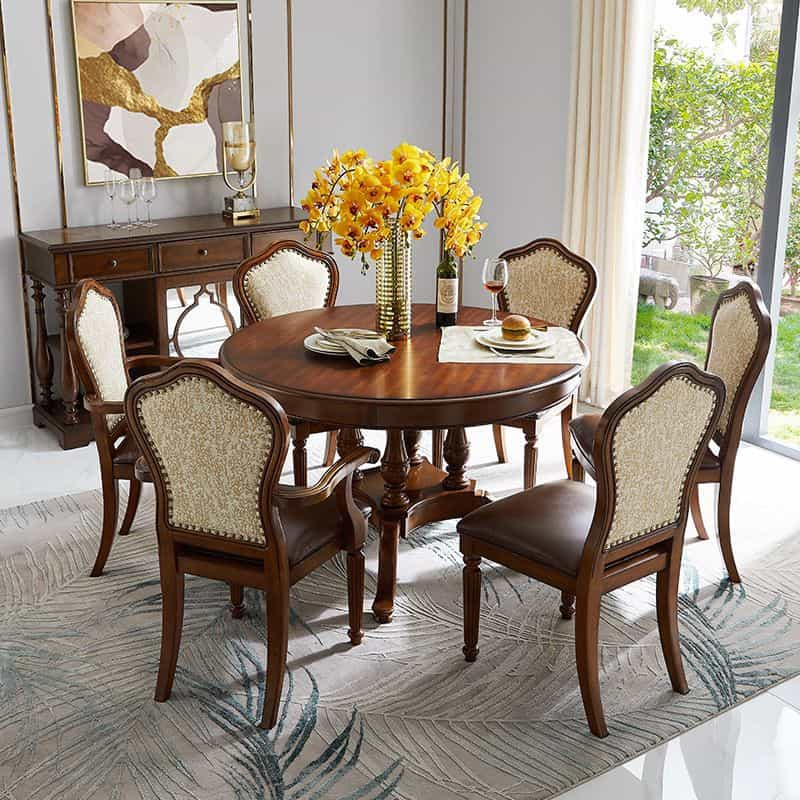 Solid wood round dining combination