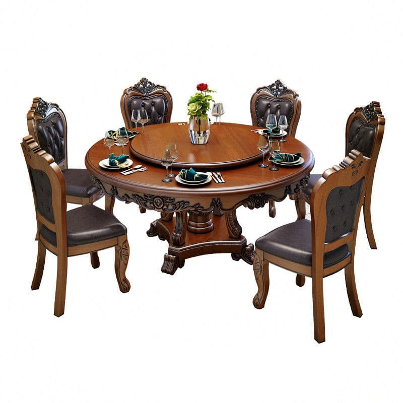 Solid wood round dining combination