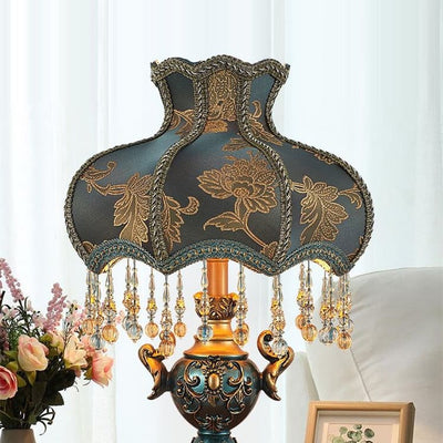 Printed fabric blue table lamp