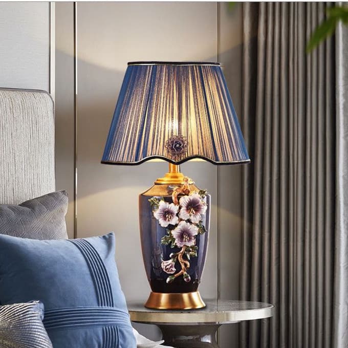 Blue cone table lamp