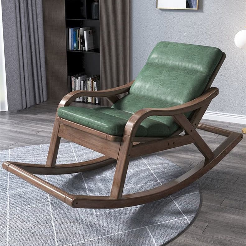 Solid wood rocking leather chair