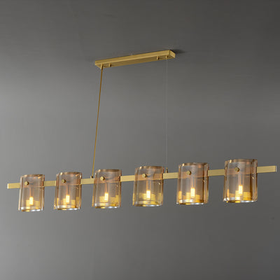Modern Linear Smoke grey Rectangle chandelier L56"