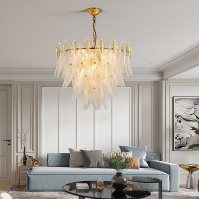 Transparent Leaves Glass Four-tier Chandelier