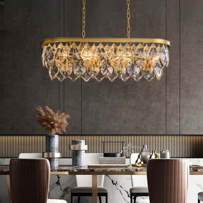 Luxury and full copper Crystal Fragment Line Chandelier