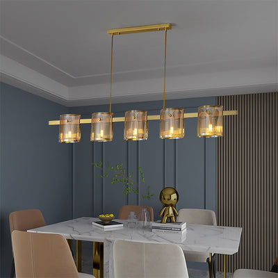 Modern Linear Smoke grey Rectangle chandelier L48"