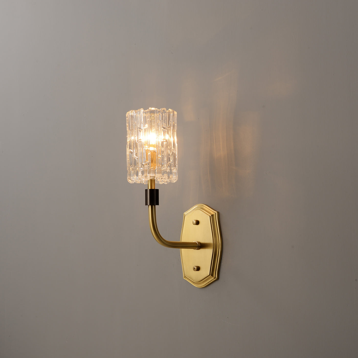 Clear Fluted Grass Metal Wall Sconce