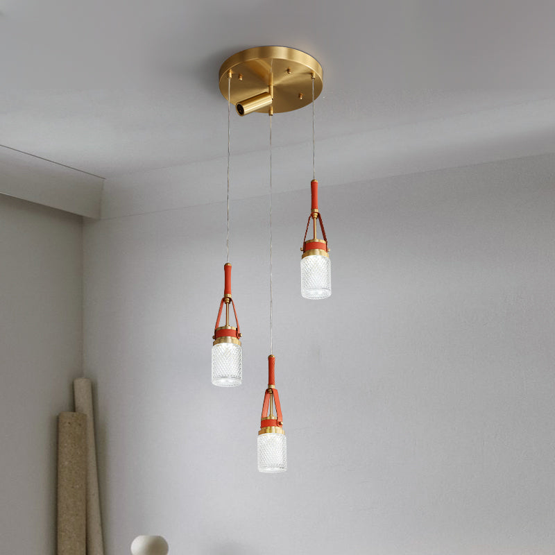 Creative red leather chandelier
