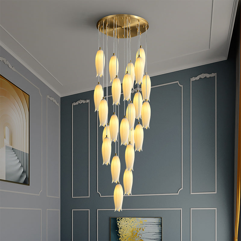 23 Lights White Bud Modern Chandelier