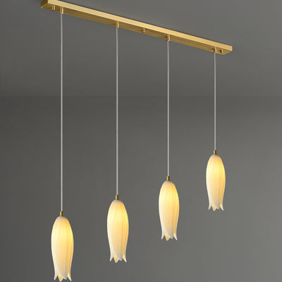 White Bud Line Modern Chandelier