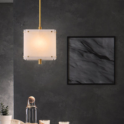 Square marble single head chandelier