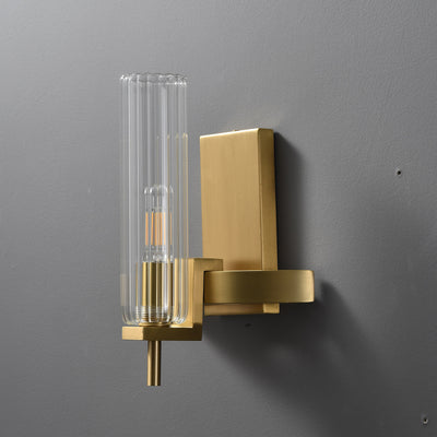 Modern Geometrical Clear Glass Brass Wall Sconce