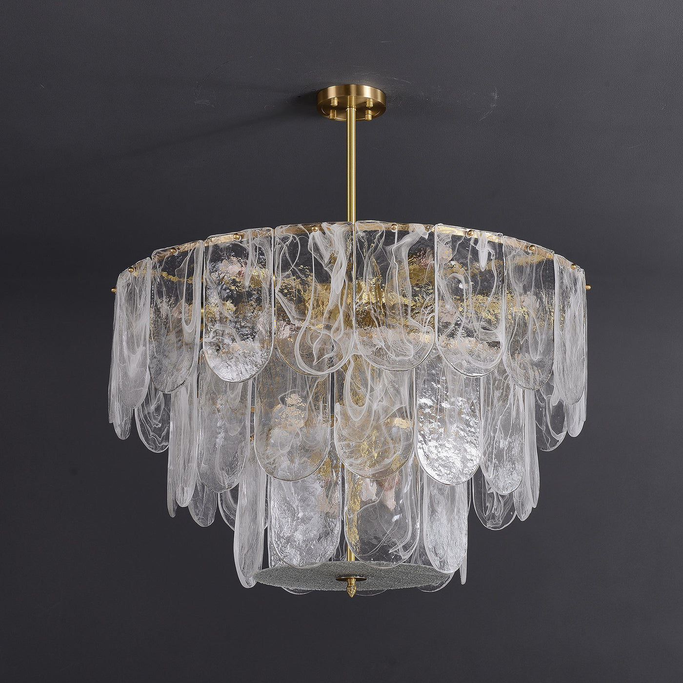 Transparent Glass Three-tier Chandelier