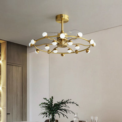 Multi Ball Round Brass Ceiling Fan