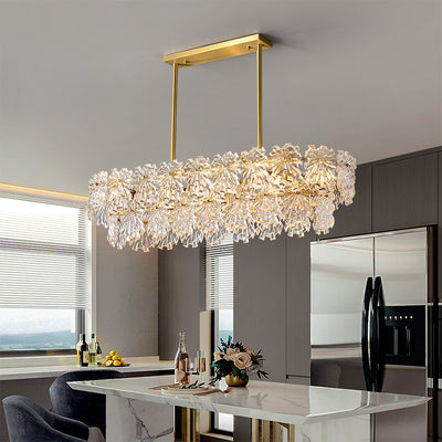 Postmodern luxury and full copper Snow glass rectangular chandelier