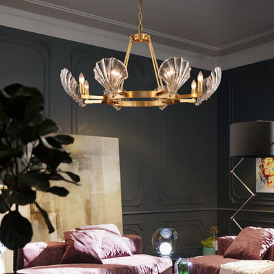 8 Lights Shell Mordern style Round crystal Glass Chandelier