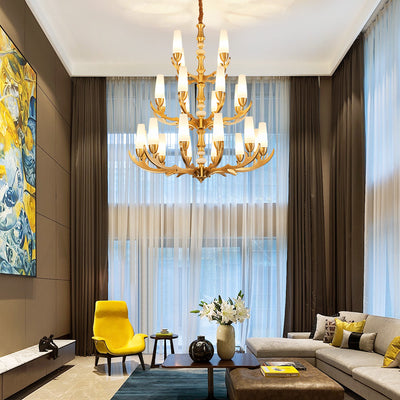 Creative three layer golden chandelier