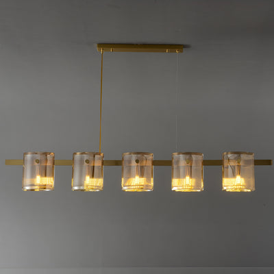 Modern Linear Smoke grey Rectangle chandelier L48"