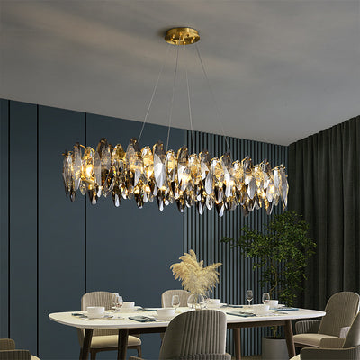 Industrial style crystal long chandelier