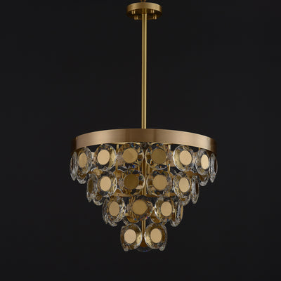 Conical Gold Coin Crystal Chandelier