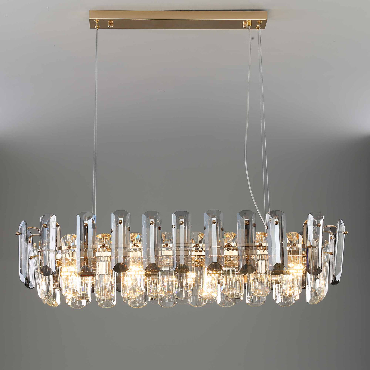 Light luxury crystal long chandelier