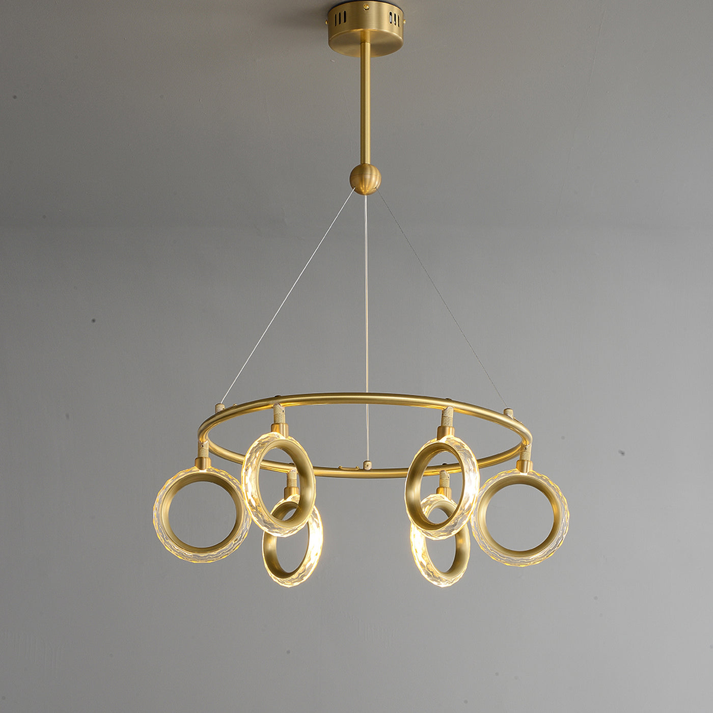 Creative brass ring chandelier